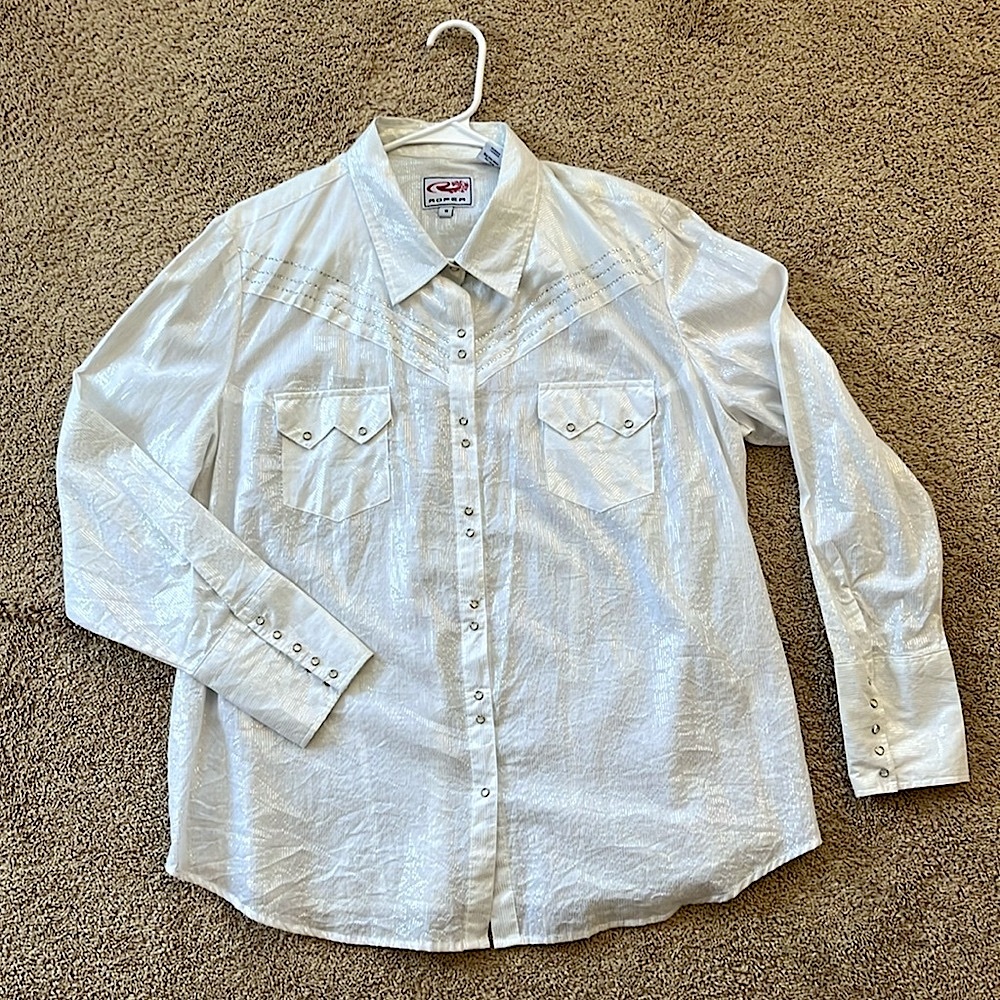 Roper White Western-Style Button-Down Shirt
